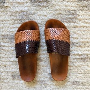 Mexican leather woven slides